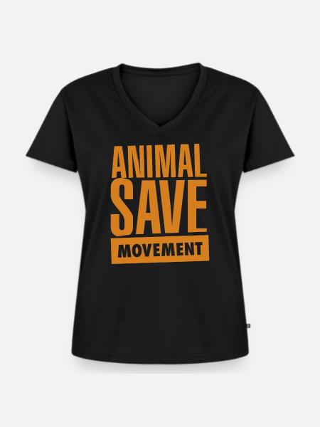 Animal Save Movement Orange - Frauen Premium Bio T-Shirt mit V-Ausschnitt - Schwarz