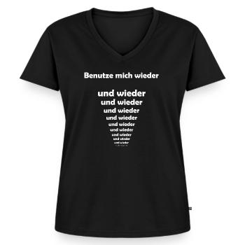 Nachhaltig, Ökologisch, Wiederverwendbar - Frauen Premium Bio T-Shirt mit V-Ausschnitt - Schwarz - Vorne - AI Model Female 172 light (172cm)