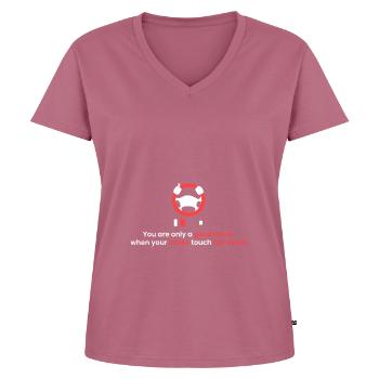 Les genoux sur la route! - T-shirt encolure en V Premium bio Femme - mauve - Devant - AI Model Female 172 dark (172cm)