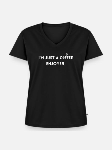 Kaffeeliebhaber - Frauen Premium Bio T-Shirt mit V-Ausschnitt - Schwarz