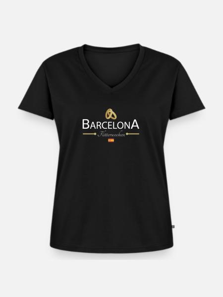 Flitterwochen Barcelona - Frauen Premium Bio T-Shirt mit V-Ausschnitt - Schwarz