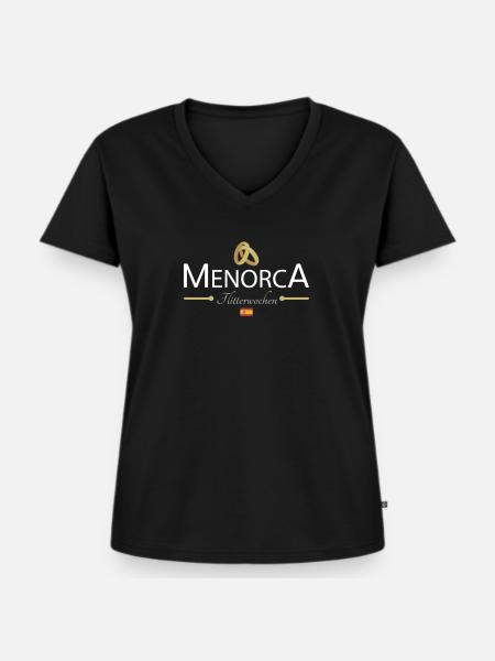 Flitterwochen Menorca - Frauen Premium Bio T-Shirt mit V-Ausschnitt - Schwarz