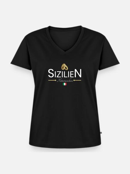 Flitterwochen Sizilien - Frauen Premium Bio T-Shirt mit V-Ausschnitt - Schwarz