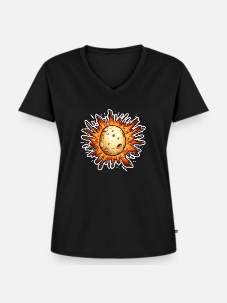 Explodierende Kartoffel Kartoffelbrei Explosion - Frauen Premium Bio T-Shirt mit V-Ausschnitt - Schwarz