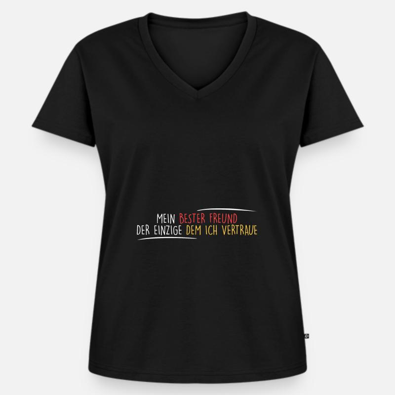bester Freund = Vertrauen - Frauen Premium Bio T-Shirt mit V-Ausschnitt - Schwarz