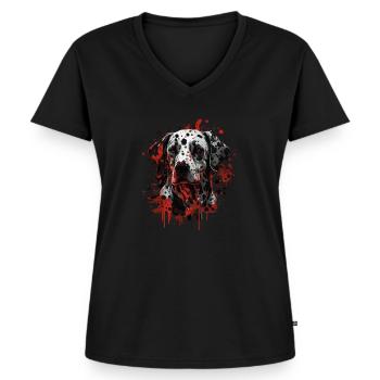Dalmatiner - Frauen Premium Bio T-Shirt mit V-Ausschnitt - Schwarz - Vorne - AI Model Female 172 light (172cm)