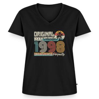 Mai 1998 Jubiläum Mai 1998 Schenkung 1998 - Frauen Premium Bio T-Shirt mit V-Ausschnitt - Schwarz - Vorne - AI Model Female 172 light (172cm)