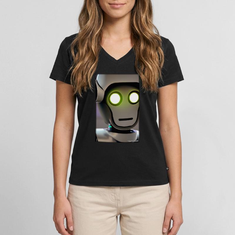 Robot Future Technology Science Android T-shirt encolure en V Premium bio Femme