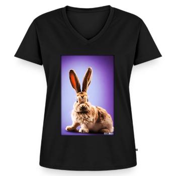 Rabbit Easter Easter Pet Easter Holiday - Women's Premium Organic V-neck T-shirt - black - Front - AI Model Female 172 light (172cm)