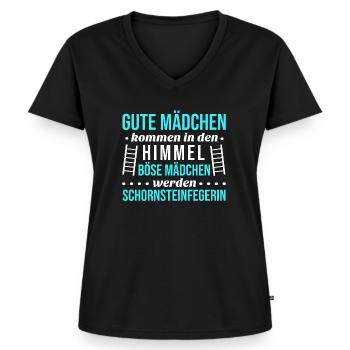 Schornsteinfegerin Mädchen Frau Kaminfegerin Kamin - Frauen Premium Bio T-Shirt mit V-Ausschnitt - Schwarz - Vorne - AI Model Female 172 light (172cm)