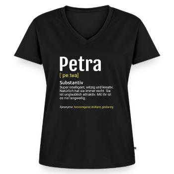 Petra Name Definition - Frauen Premium Bio T-Shirt mit V-Ausschnitt - Schwarz - Vorne - AI Model Female 172 light (172cm)