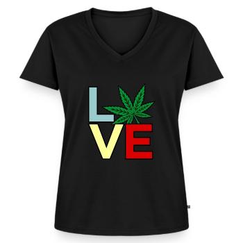 Cannabis - Vrouwen Premium Bio T-shirt met V-hals - zwart - Voor - AI Model Female 172 light (172cm)