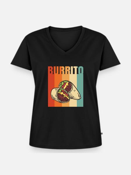 Burrito - Frauen Premium Bio T-Shirt mit V-Ausschnitt - Schwarz