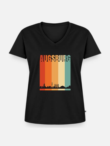 Augsburg - Frauen Premium Bio T-Shirt mit V-Ausschnitt - Schwarz