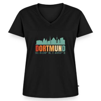 Dortmund - Frauen Premium Bio T-Shirt mit V-Ausschnitt - Schwarz - Vorne - AI Model Female 172 light (172cm)