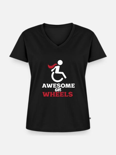 Rollstuhl - Frauen Premium Bio T-Shirt mit V-Ausschnitt - Schwarz