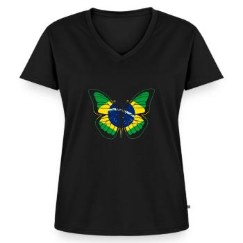 Brasilien - Frauen Premium Bio T-Shirt mit V-Ausschnitt - Schwarz - Vorne - AI Model Female 172 light (172cm)