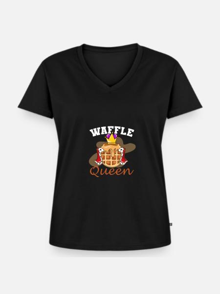 Waffel - Frauen Premium Bio T-Shirt mit V-Ausschnitt - Schwarz