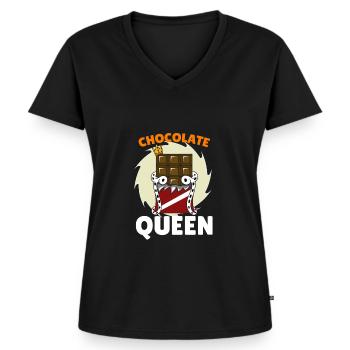 Chocolat - T-shirt encolure en V Premium bio Femme - noir - Devant - AI Model Female 172 light (172cm)