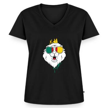 Cameroun - T-shirt encolure en V Premium bio Femme - noir - Devant - AI Model Female 172 light (172cm)