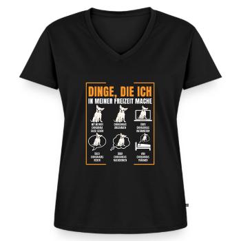 Chihuahua - Frauen Premium Bio T-Shirt mit V-Ausschnitt - Schwarz - Vorne - AI Model Female 172 light (172cm)