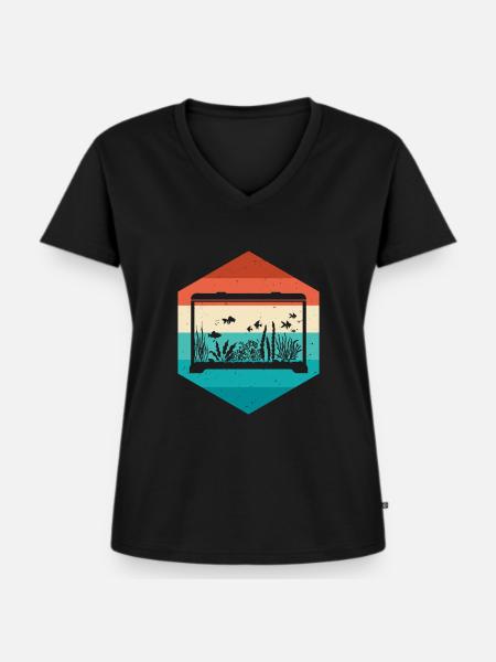 Aquarium - Frauen Premium Bio T-Shirt mit V-Ausschnitt - Schwarz