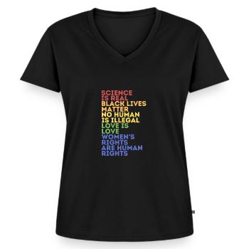LGBT Menschenrechte - Frauen Premium Bio T-Shirt mit V-Ausschnitt - Schwarz - Vorne - AI Model Female 172 light (172cm)