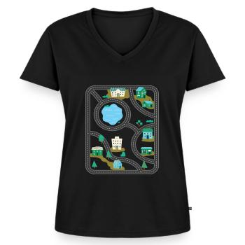 Spielteppich Spielmatte Massage - Frauen Premium Bio T-Shirt mit V-Ausschnitt - Schwarz - Vorne - AI Model Female 172 light (172cm)