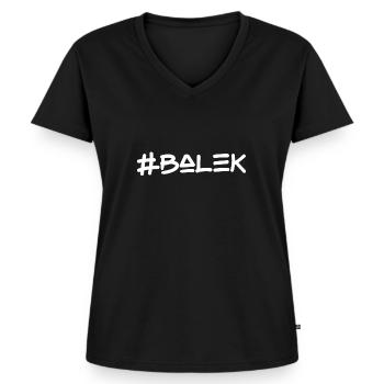 #balek - T-shirt encolure en V Premium bio Femme - noir - Devant - AI Model Female 172 light (172cm)