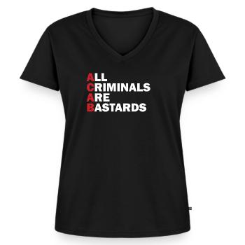 Tous les criminels sont des bâtards - T-shirt encolure en V Premium bio Femme - noir - Devant - AI Model Female 172 light (172cm)