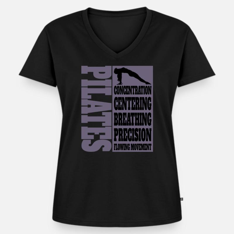 Pilates Concentration Centering Breathing - Women's Premium Organic V-neck T-shirt - black