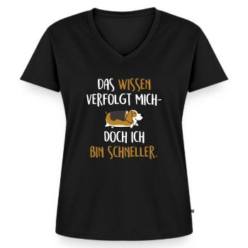 Lustiger Spruch - Frauen Premium Bio T-Shirt mit V-Ausschnitt - Schwarz - Vorne - AI Model Female 172 light (172cm)