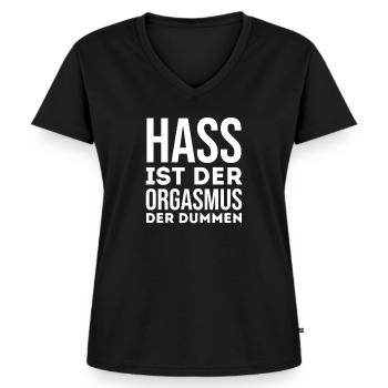 FCK AFD - Women's Premium Organic V-neck T-shirt - black - Front - AI Model Female 172 light (172cm)