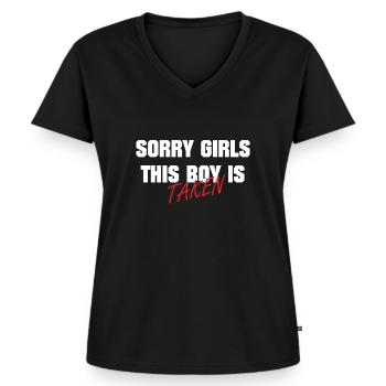 Freund Beziehung Vergeben Valentinstag Geschenk - Frauen Premium Bio T-Shirt mit V-Ausschnitt - Schwarz - Vorne - AI Model Female 172 light (172cm)