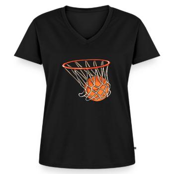 Basket basket basket - Ekologisk premium-T-shirt med V-ringning dam - svart - Fram - AI Model Female 172 light (172cm)