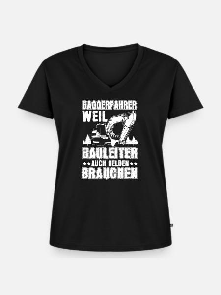 Baggerfahrer baggern Baumaschinenführer Beruf - Frauen Premium Bio T-Shirt mit V-Ausschnitt - Schwarz