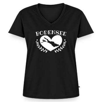 Bodensee Urlaub Bodenseeregion Love - Frauen Premium Bio T-Shirt mit V-Ausschnitt - Schwarz - Vorne - AI Model Female 172 light (172cm)
