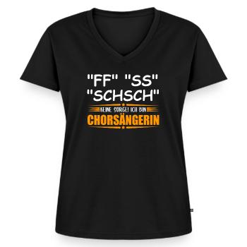 Singübungen Gesangsübungen Chorsängerin - Frauen Premium Bio T-Shirt mit V-Ausschnitt - Schwarz - Vorne - AI Model Female 172 light (172cm)