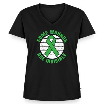 Certaines blessures sont invisibles pour la santé psychique - T-shirt encolure en V Premium bio Femme - noir - Devant - AI Model Female 172 light (172cm)
