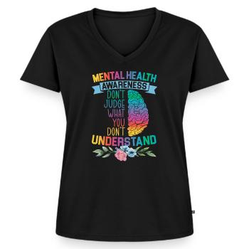 Psychische Gesundheit - Frauen Premium Bio T-Shirt mit V-Ausschnitt - Schwarz - Vorne - AI Model Female 172 light (172cm)