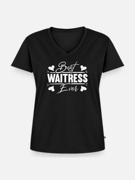 Beste Kellnerin Aller Zeiten Barkeeper - Frauen Premium Bio T-Shirt mit V-Ausschnitt - Schwarz