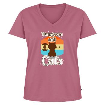 Dungeons and Cats - Frauen Premium Bio T-Shirt mit V-Ausschnitt - Mauve - Vorne - AI Model Female 172 dark (172cm)