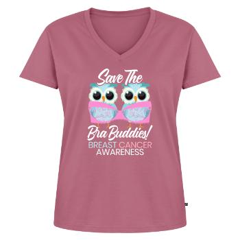 Save The Bra Buddies Brustkrebs Bewusstsein - Frauen Premium Bio T-Shirt mit V-Ausschnitt - Mauve - Vorne - AI Model Female 172 dark (172cm)