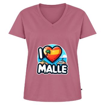 I Love Malle Majorque Vacances Bière Espagne Vacances - T-shirt encolure en V Premium bio Femme - mauve - Devant - AI Model Female 172 dark (172cm)