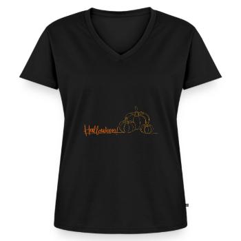 Kürbis schlicht - Frauen Premium Bio T-Shirt mit V-Ausschnitt - Schwarz - Vorne - AI Model Female 172 light (172cm)