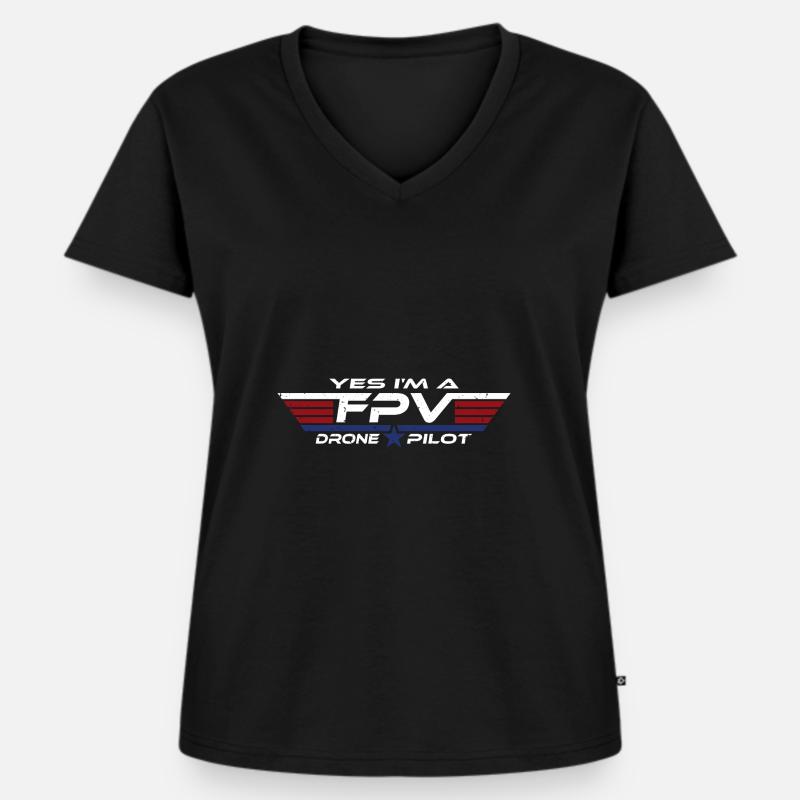 FPV Drone Drone Drone Pilot Drone Pilot Drone Pilot - Women's Premium Organic V-neck T-shirt - black