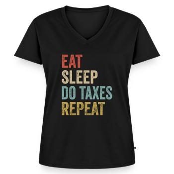 Manger dormir Faire des impôts Répéter comptable - T-shirt encolure en V Premium bio Femme - noir - Devant - AI Model Female 172 light (172cm)