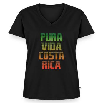 Pura Vida Tropische Tiere In Costa Rica Souvenir - Frauen Premium Bio T-Shirt mit V-Ausschnitt - Schwarz - Vorne - AI Model Female 172 light (172cm)