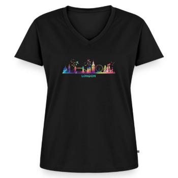 Londoner Skyline London - Women's Premium Organic V-neck T-shirt - black - Front - AI Model Female 172 light (172cm)