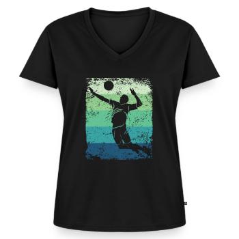 Volleyball Spieler Retro Beach Volleyball - Frauen Premium Bio T-Shirt mit V-Ausschnitt - Schwarz - Vorne - AI Model Female 172 light (172cm)